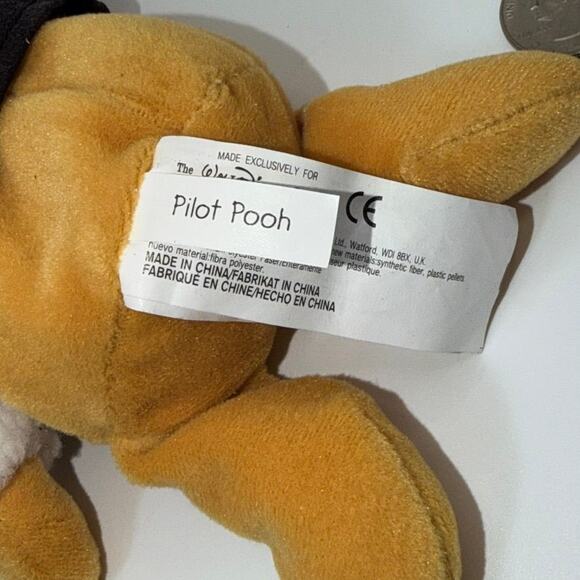 Disney Winnie the Pooh Plush Bean Bag Lot of 2 Vintage Pilot Pooh Collectible - Picture 5 of 6
